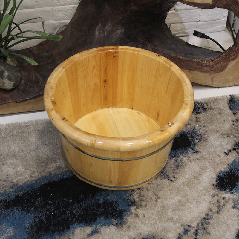 26 cm ψηλή λεκάνη ποδιών με κυκλικό χείλος, για ενήλικες, οικιακή χρήση, μασάζ σημείων βελονισμού από κέδρο