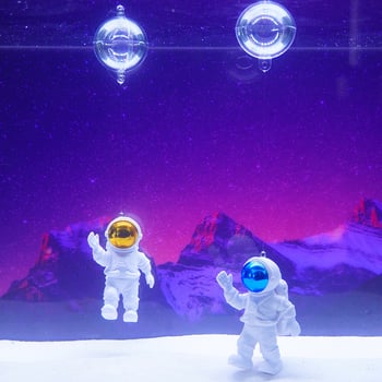 Аквариумна украса с астронавт – плаващ космонавт, мини аквариум