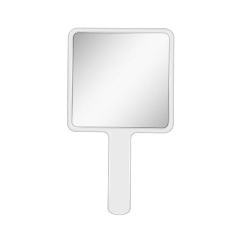 Oglindă de machiaj de mână cu mâner pătrat, portabilă, imprimare a logo-ului