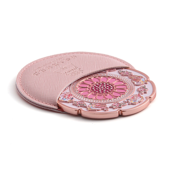 Oglindă de makeup în stil chinezesc, cu husă din piele, rotundă, portabilă, pentru călătorii, personalizabilă