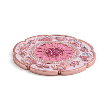 Oglindă de makeup în stil chinezesc, cu husă din piele, rotundă, portabilă, pentru călătorii, personalizabilă