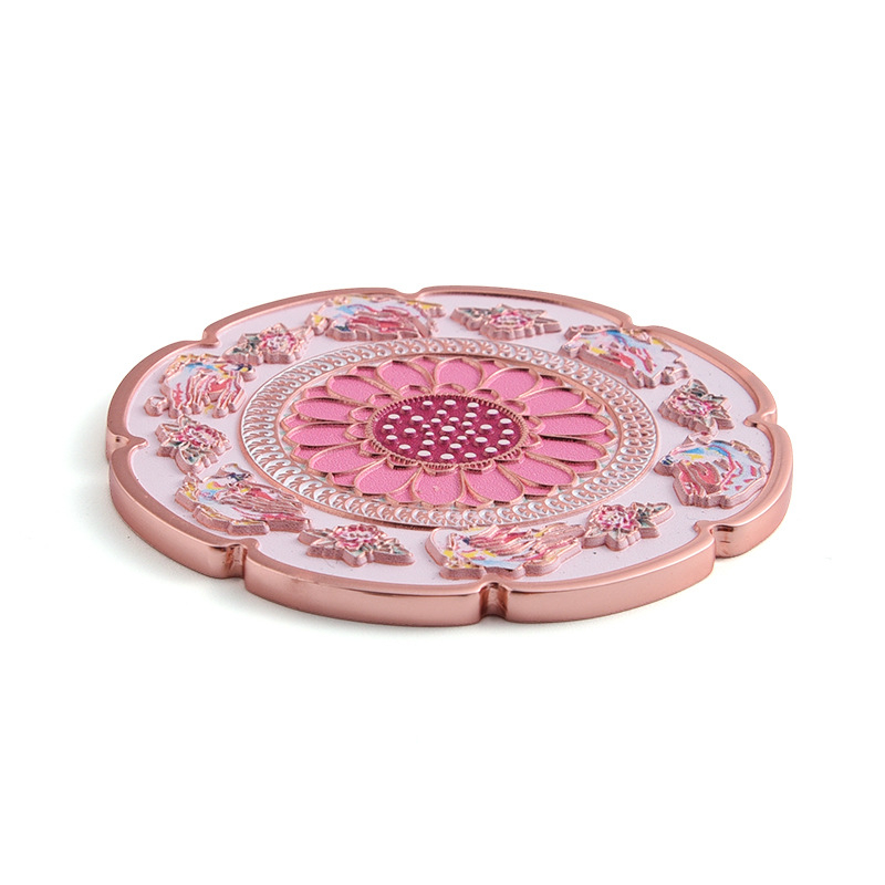Oglindă de makeup în stil chinezesc, cu husă din piele, rotundă, portabilă, pentru călătorii, personalizabilă