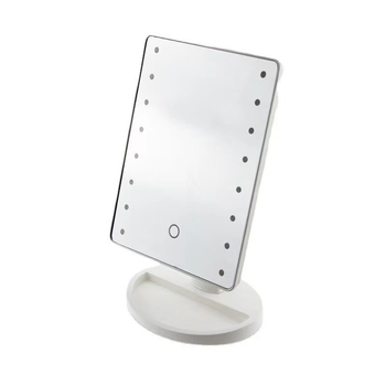 Oglindă de machiaj de birou în stil european cu LED, senzor tactil, rotire 360°, portabilă pentru femei