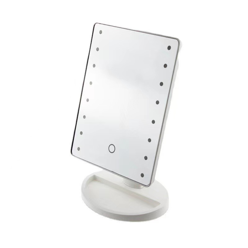 Oglindă de machiaj de birou în stil european cu LED, senzor tactil, rotire 360°, portabilă pentru femei