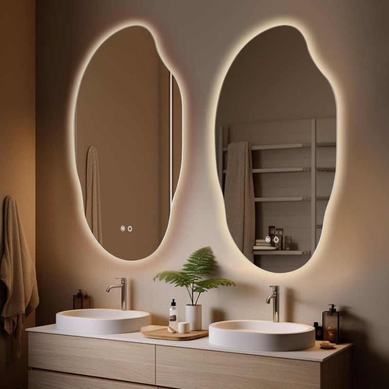 Oglindă de machiaj LED personalizabilă cu iluminare, oglindă de birou pentru machiaj, oglindă inteligentă cu ecran tactil