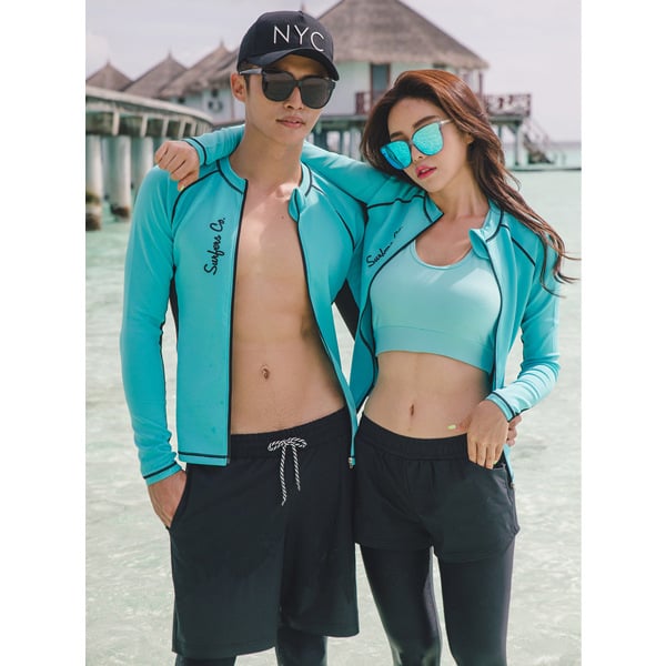 Κορεατικού στυλ διαχωριζόμενος wetsuit κατάδυσης, γρήγορο στέγνωμα με φερμουάρ, αντηλιακή προστασία, μακρύ μανίκι μαγιό για σερφ, σετ για ζευγάρι