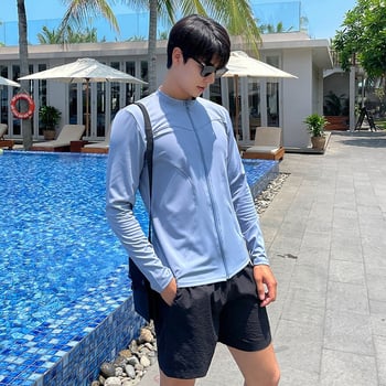 Άνετο μαγιό κατάδυσης με φερμουάρ, μακριά μανίκια, για παραλία και ιαματικά λουτρά, σε μεγέθη plus, 2024