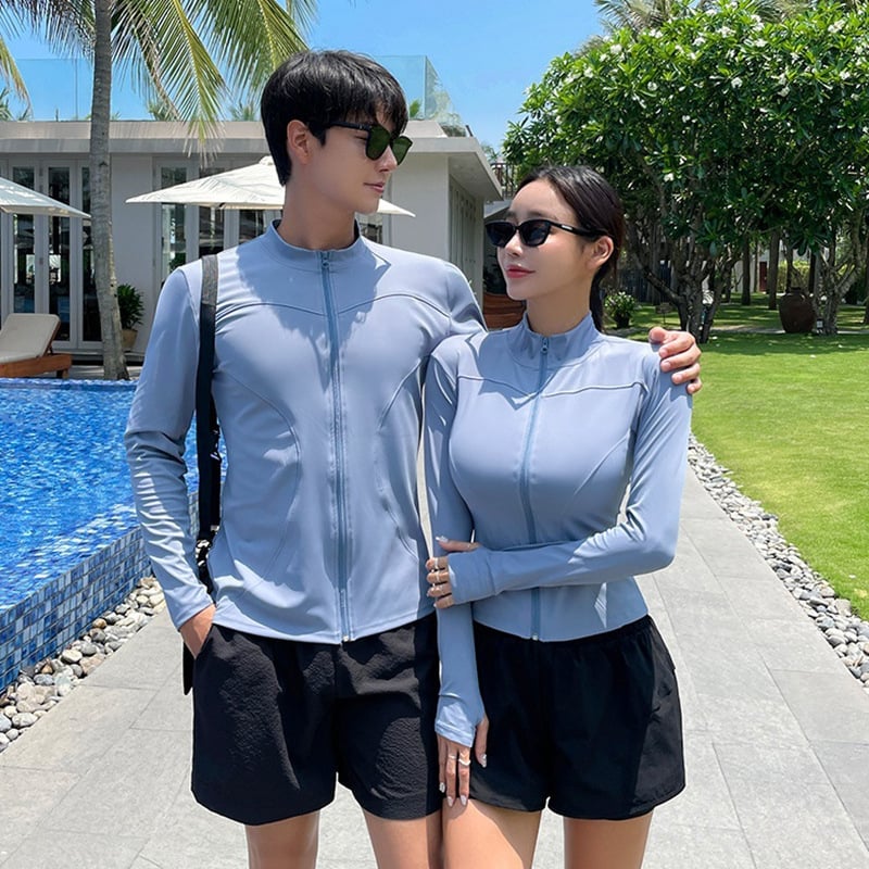 Άνετο μαγιό κατάδυσης με φερμουάρ, μακριά μανίκια, για παραλία και ιαματικά λουτρά, σε μεγέθη plus, 2024