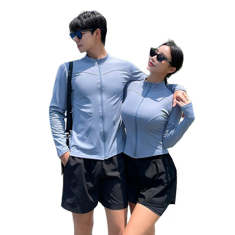 Άνετο μαγιό κατάδυσης με φερμουάρ, μακριά μανίκια, για παραλία και ιαματικά λουτρά, σε μεγέθη plus, 2024