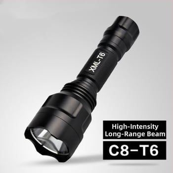 C8 LED фенер, Q5/T6, алуминиева сплав, компактен за открито, самозащита, нощно колоездене и домашна употреба