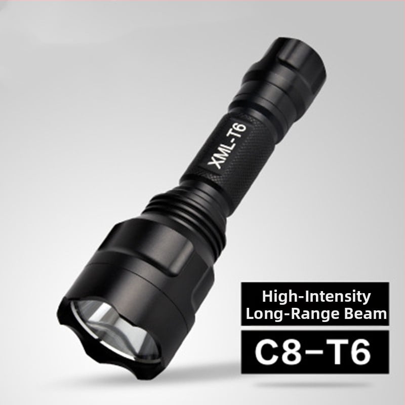 C8 LED фенер, Q5/T6, алуминиева сплав, компактен за открито, самозащита, нощно колоездене и домашна употреба