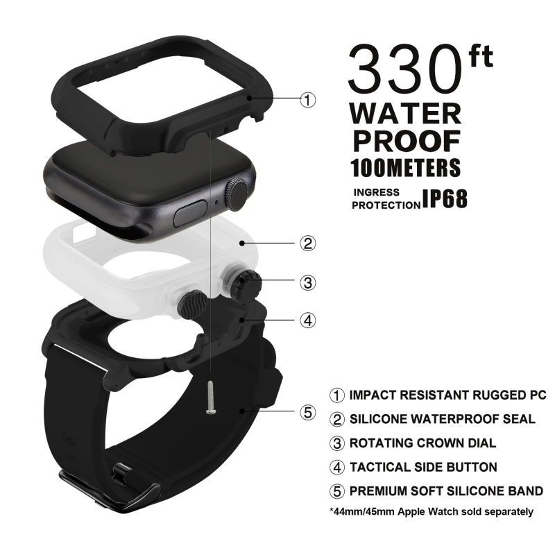 Водоустойчив корпус за Apple Watch и комплект каишки за гмуркане 42 мм/44 мм
