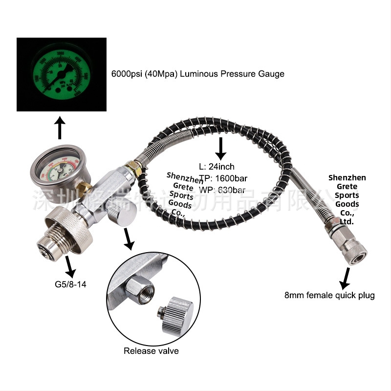 Sada adaptérov na plnenie kyslíkových fliaš pre potápanie, z veľkého na malé, 40 MPa / 4500 psi