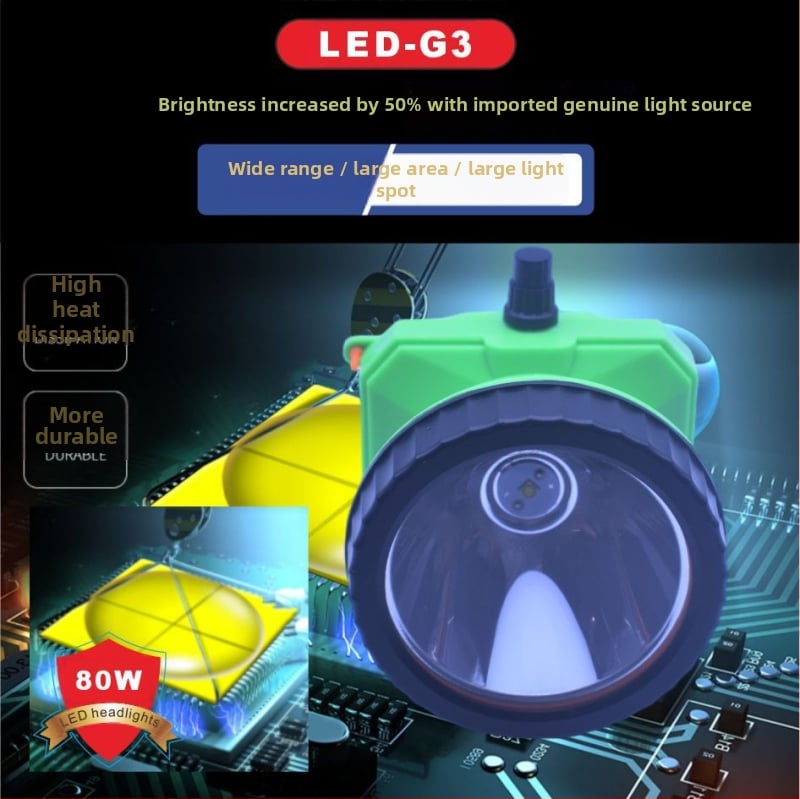 Подводен челник за гмуркане с регулируема яркост, водоустойчив LED фенер за глава до 30 м дълбочина, за нощен риболов и къмпинг