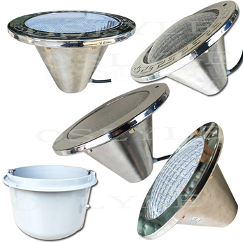 Ενσωματωμένο φωτιστικό πισίνας από ανοξείδωτο ατσάλι PAR56 – κιτ περιβλήματος και αξεσουάρ