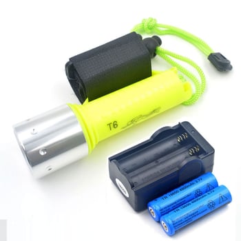 T6 LED подводен фенер с висока яркост, комплект с батерия 18650 и лента за китката