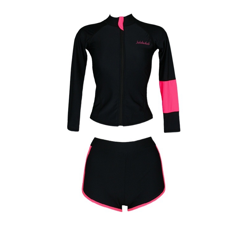 Ženski dvodijelni wetsuit set za ronjenje: dugi rukavi, brzo suši, UV zaštita, prednji zatvarač, umetci za prsni dio, vitkijeg kroja za ronjenje i surfanje.