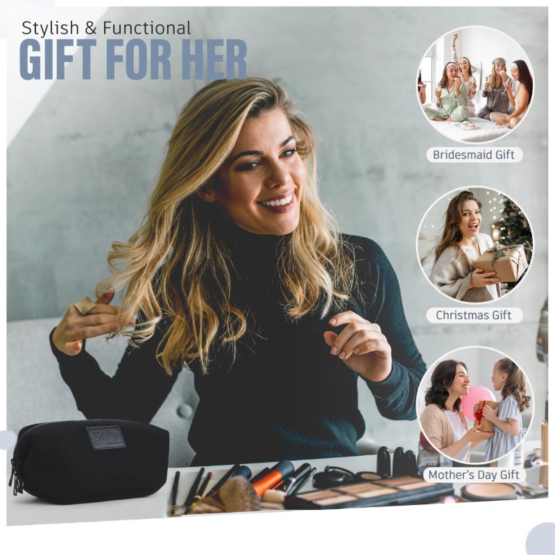 Неопренова чанта за пътуване за козметика с две дишащи мрежести отделения с цип, водоустойчива