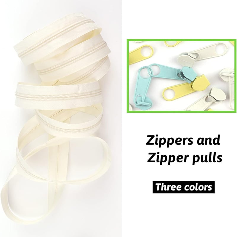 №5 15 м найлонов непрекъснат цип комплект с дръжки в три цвята, подходящ за поли, раници и домашни текстили