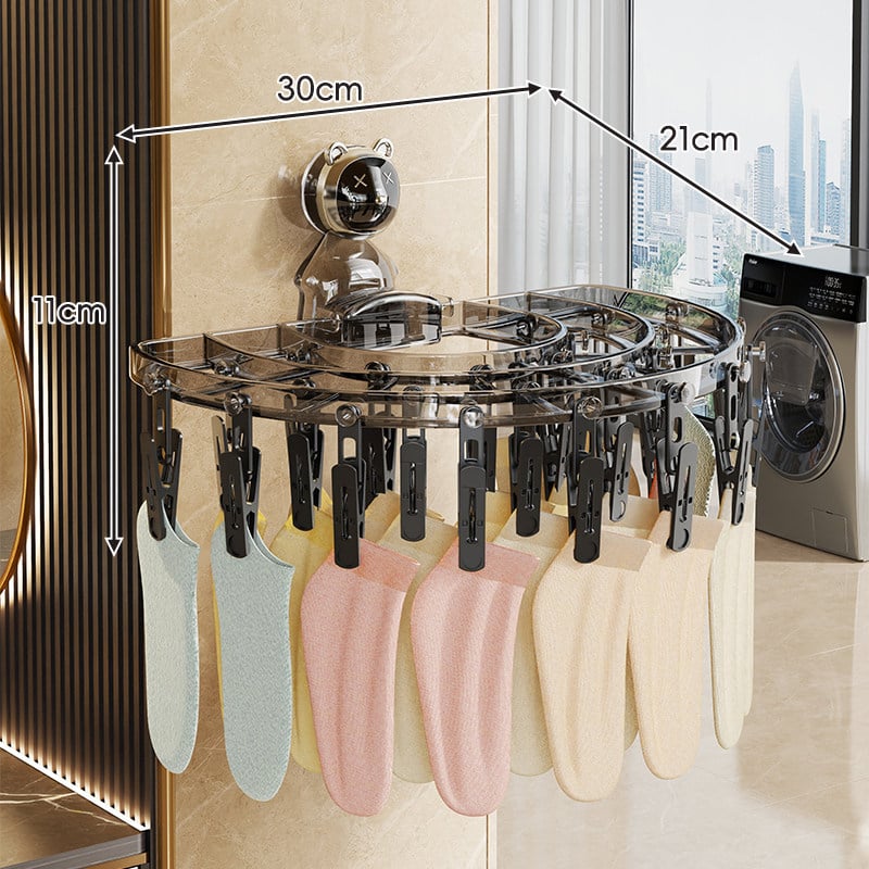 Сушилник за чорапи с вакуумна чашка и множество щипки