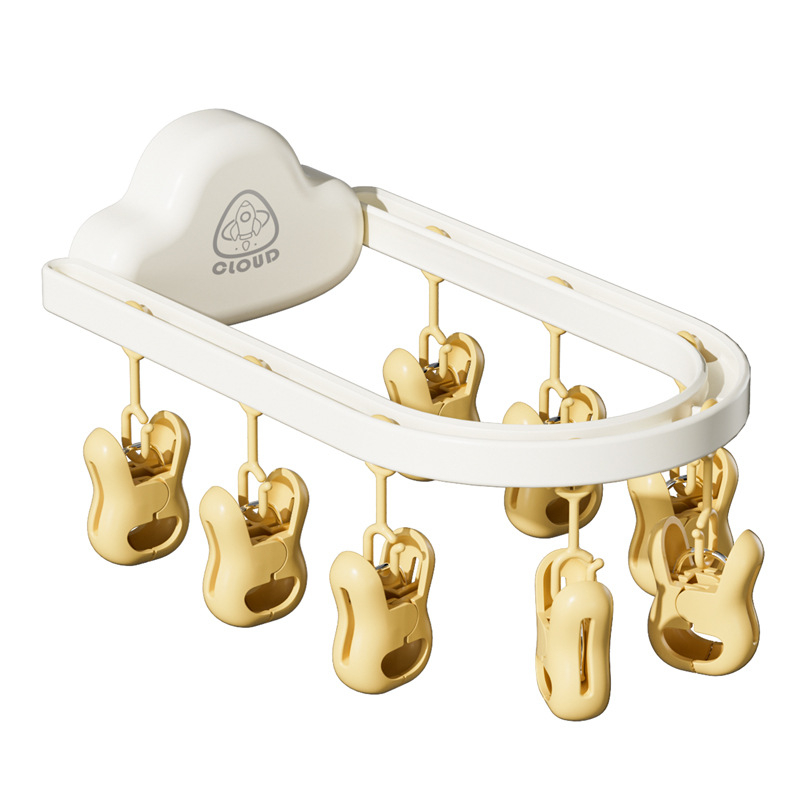 Стенно сушило за чорапи на бебета с щипки, без пробиване, дизайн облак, сгъваемо за балкон