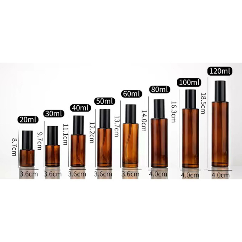 Кафява стъклена бутилка за пръскане с светлозащитен дозатор за тоник и лосион, дозатор с помпа, козметичен диспенсър тип натискане, портативна празна бутилка за проби