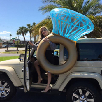 Външен PVC надуваем плувен пръстен за възрастни с диамантен принт, шезлонг и поплавък