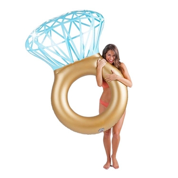Външен PVC надуваем плувен пръстен за възрастни с диамантен принт, шезлонг и поплавък