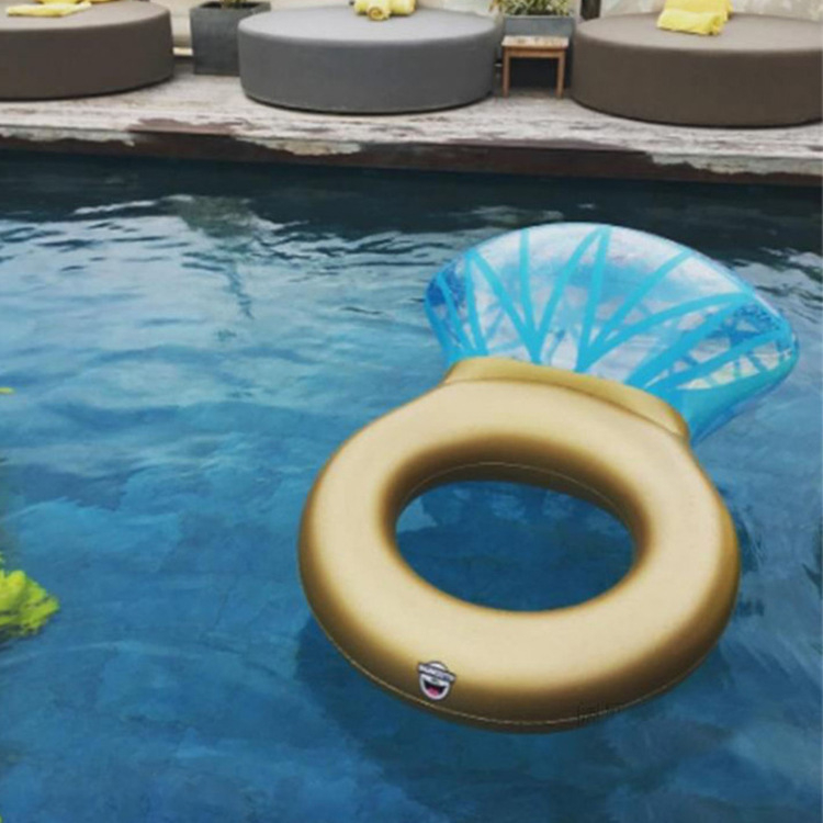 Външен PVC надуваем плувен пръстен за възрастни с диамантен принт, шезлонг и поплавък
