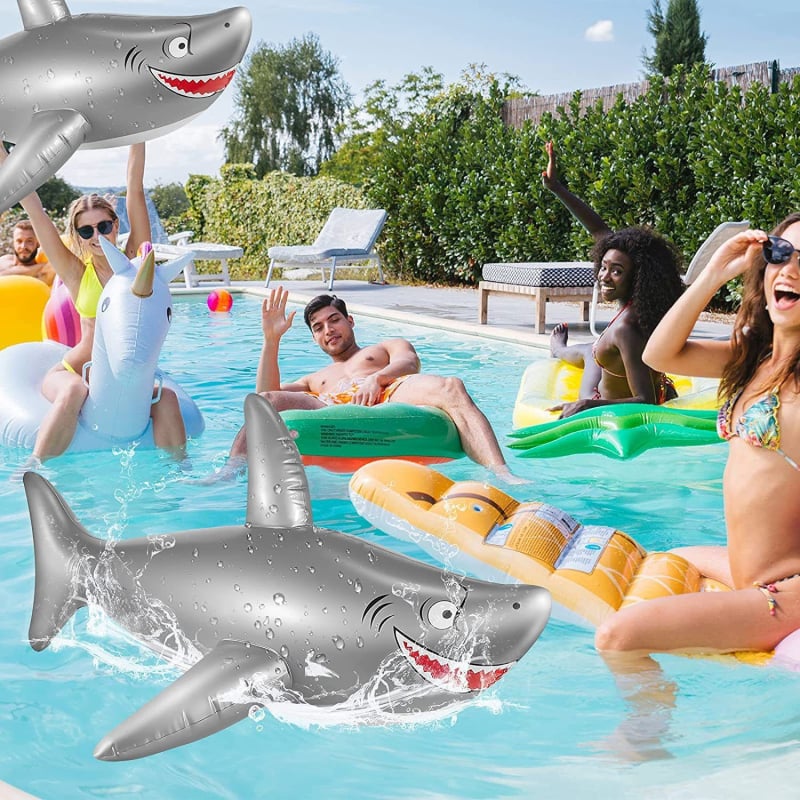 Детски надуваем плувен пръстен с акула – реалистично водно животно за игра и плуване
