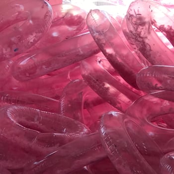 Прозрачен плувен пръстен за възрастни, дебел PVC, розово пера