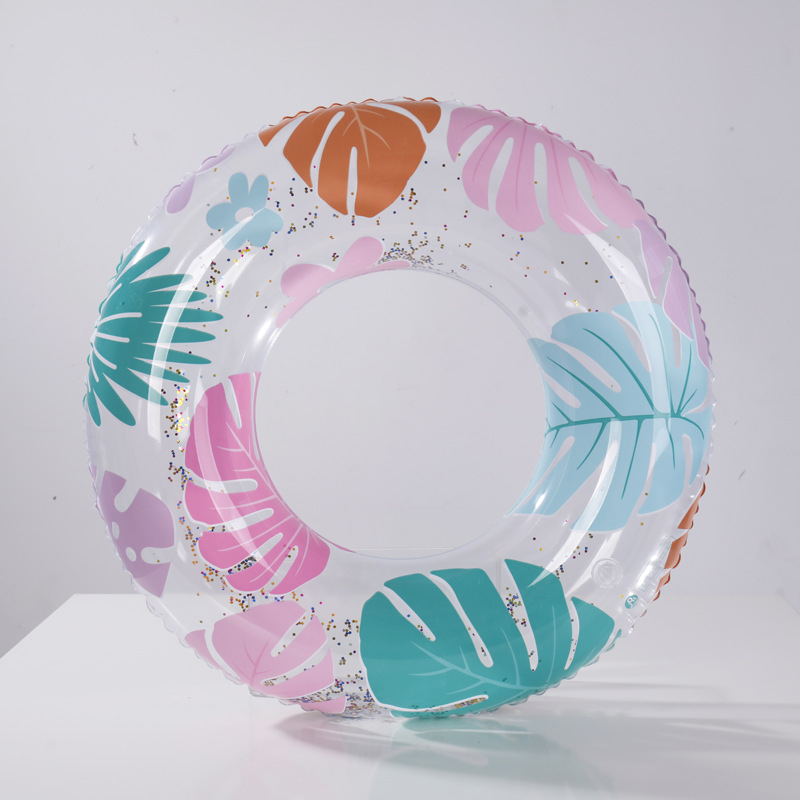 Детски надуваем плувен ринг с принт на лист, екологично PVC, удебелен и по-голям размер