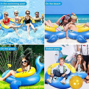 PVC надуваем плувен пръстен с акула за деца, воден спрей и воден пистолет