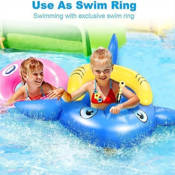 PVC надуваем плувен пръстен с акула за деца, воден спрей и воден пистолет
