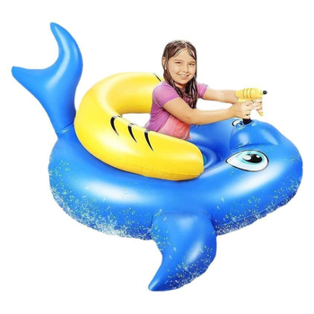 PVC надуваем плувен пръстен с акула за деца, воден спрей и воден пистолет