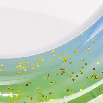 PVC плувателен пръстен с дъгов мотив и пайети, екологично чист за деца