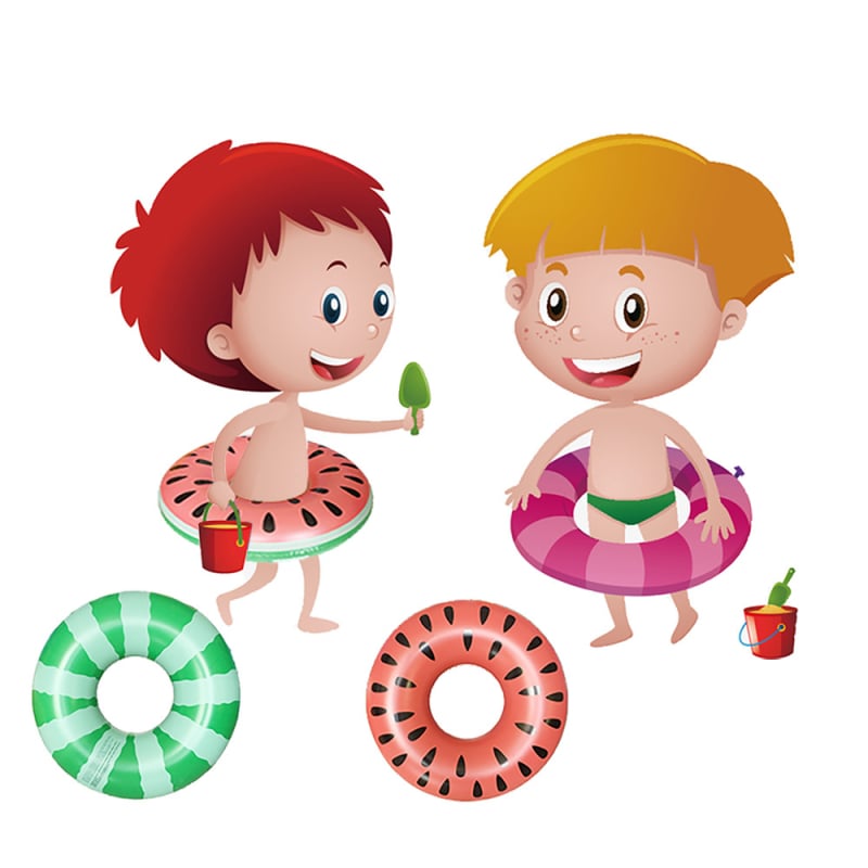 Детски надуваем кръг за плуване с мотив диня и портокал