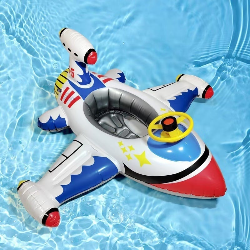 Детски надуваем седалник за плуване с мотиви: полицейска кола, самолет и лодка, волан и облегалка