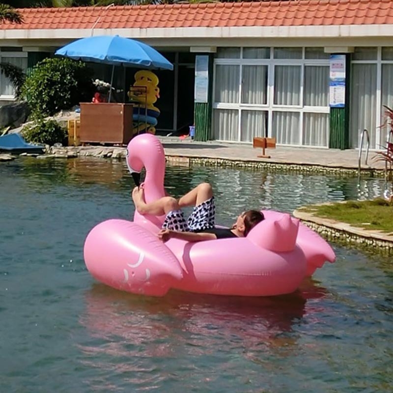 190 cm napuhivi plivački prsten s flamingom, boja šampanj ružičasta, debeli PVC, visoka kvaliteta za odrasle