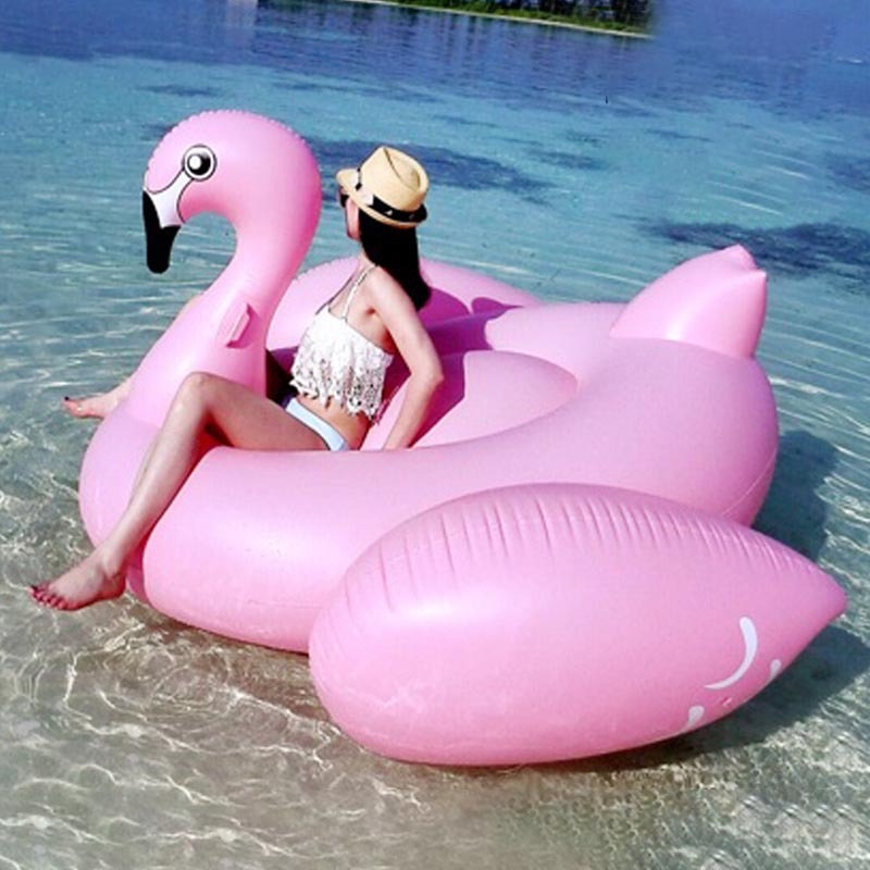 190 cm napuhivi plivački prsten s flamingom, boja šampanj ružičasta, debeli PVC, visoka kvaliteta za odrasle