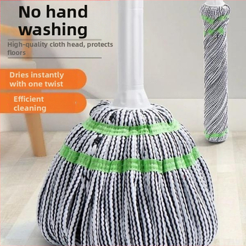 Mop s automatskim iscijeđivanjem i rotiranjem uz zaključavanje, nehrđajućeg čelika šipka, pamuk vlakni mop, duljina 125 cm, siva