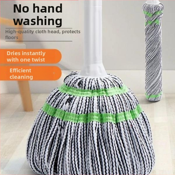 Mop s automatskim iscijeđivanjem i rotiranjem uz zaključavanje, nehrđajućeg čelika šipka, pamuk vlakni mop, duljina 125 cm, siva