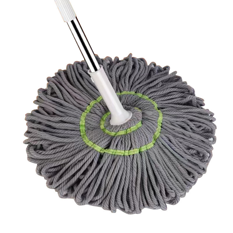 Mop s automatskim iscijeđivanjem i rotiranjem uz zaključavanje, nehrđajućeg čelika šipka, pamuk vlakni mop, duljina 125 cm, siva