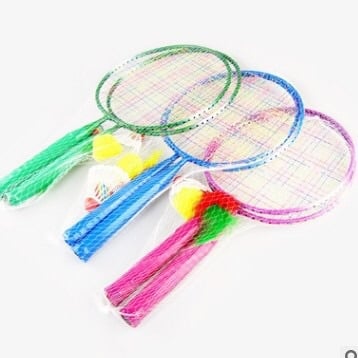 Dječji reket za badminton s kratkom drškom, uz dvije lopte, u raznobojnim bojama