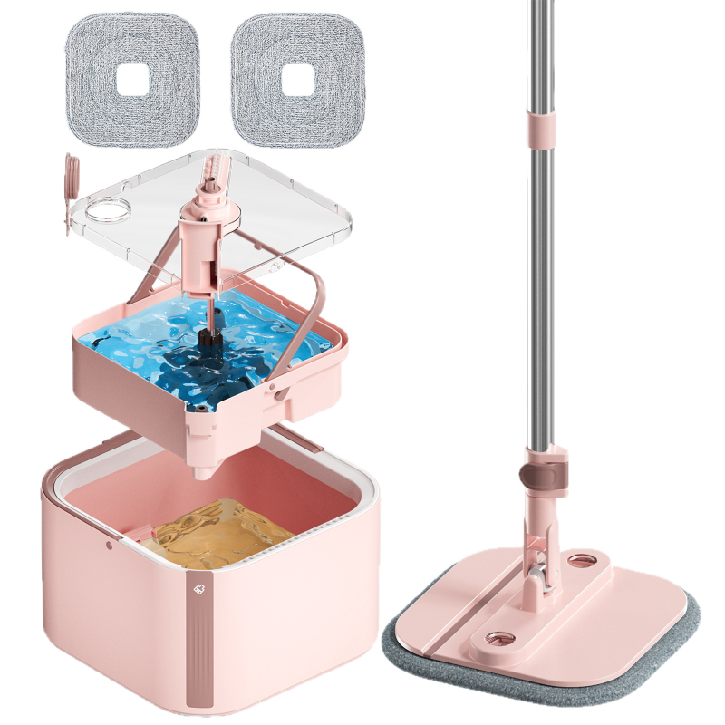 Ažurirani samostojeći okretni mop s četvrtastom glavom 90°, sklopiv, mikrofiber