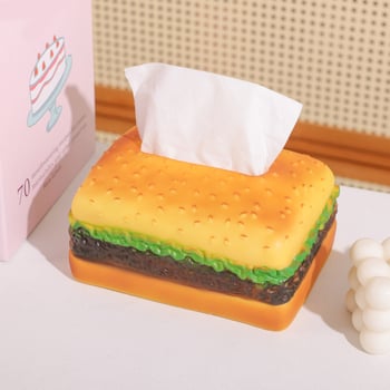 Hamburger kutija za maramice, keramički držač za papirnate maramice s emajliranim premazom, za kućnu upotrebu u dnevnom boravku i spavaćoj sobi, elegantan stolni ukras