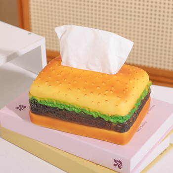 Hamburger kutija za maramice, keramički držač za papirnate maramice s emajliranim premazom, za kućnu upotrebu u dnevnom boravku i spavaćoj sobi, elegantan stolni ukras
