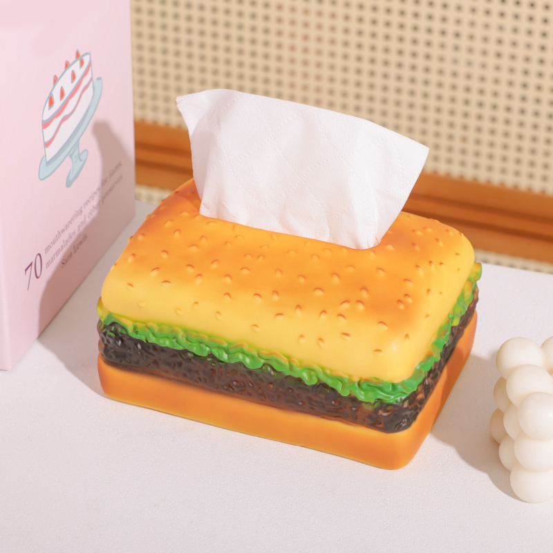 Hamburger kutija za maramice, keramički držač za papirnate maramice s emajliranim premazom, za kućnu upotrebu u dnevnom boravku i spavaćoj sobi, elegantan stolni ukras