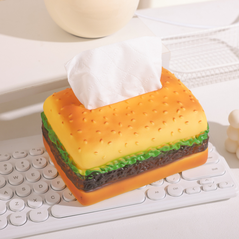 Hamburger kutija za maramice, keramički držač za papirnate maramice s emajliranim premazom, za kućnu upotrebu u dnevnom boravku i spavaćoj sobi, elegantan stolni ukras