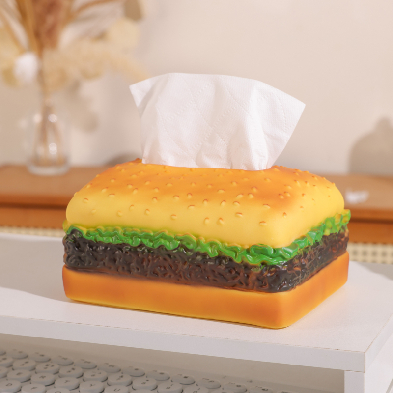 Hamburger kutija za maramice, keramički držač za papirnate maramice s emajliranim premazom, za kućnu upotrebu u dnevnom boravku i spavaćoj sobi, elegantan stolni ukras